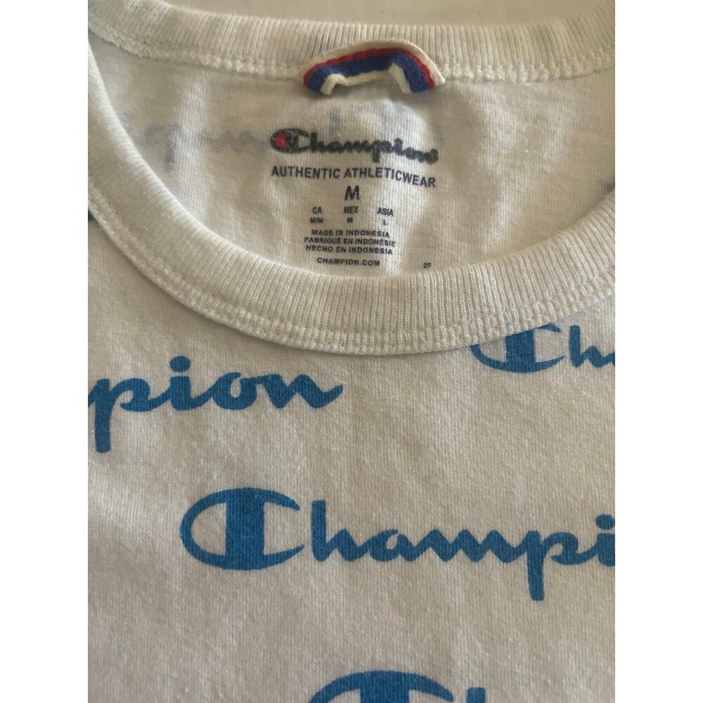 Champion White & Blue Men's Medium Authentic Athletic Wear Tee Shirt - Picture 4 of 7